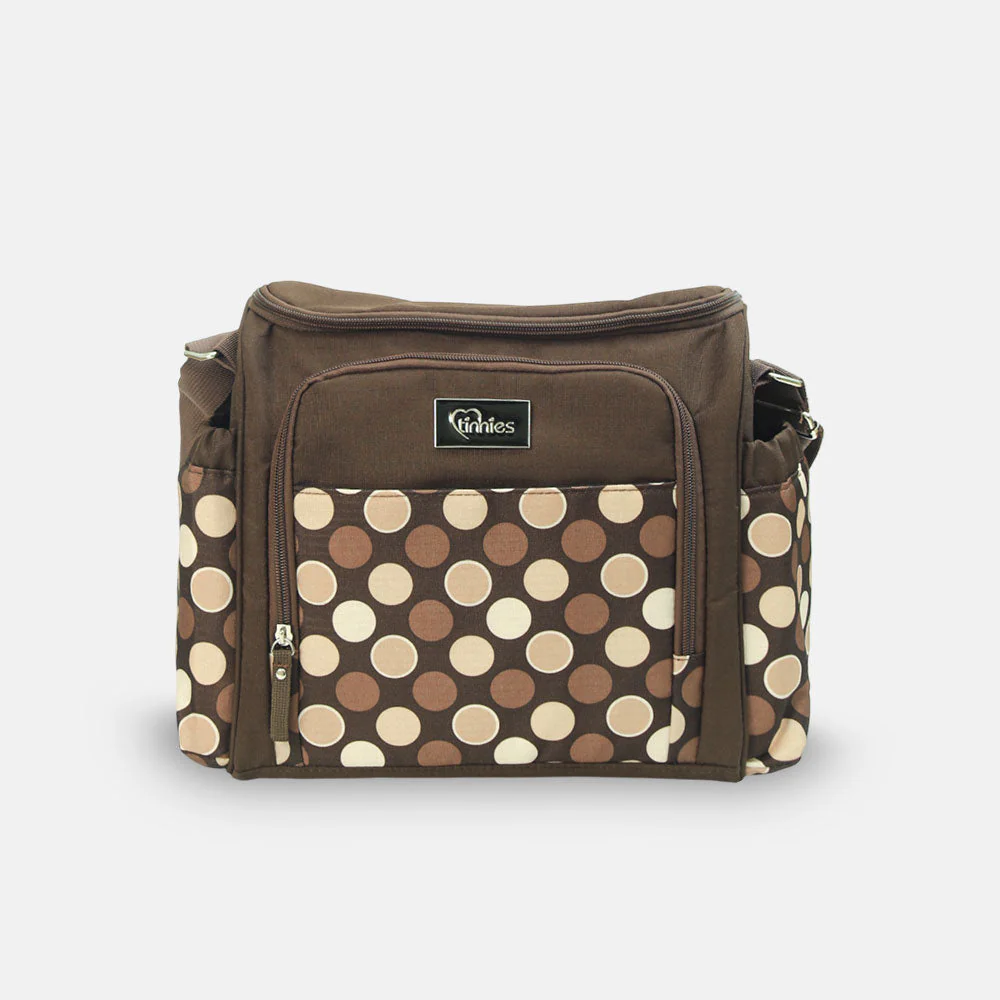 Baby Diaper Bag - Brown Polka Dot Printed - Image 2