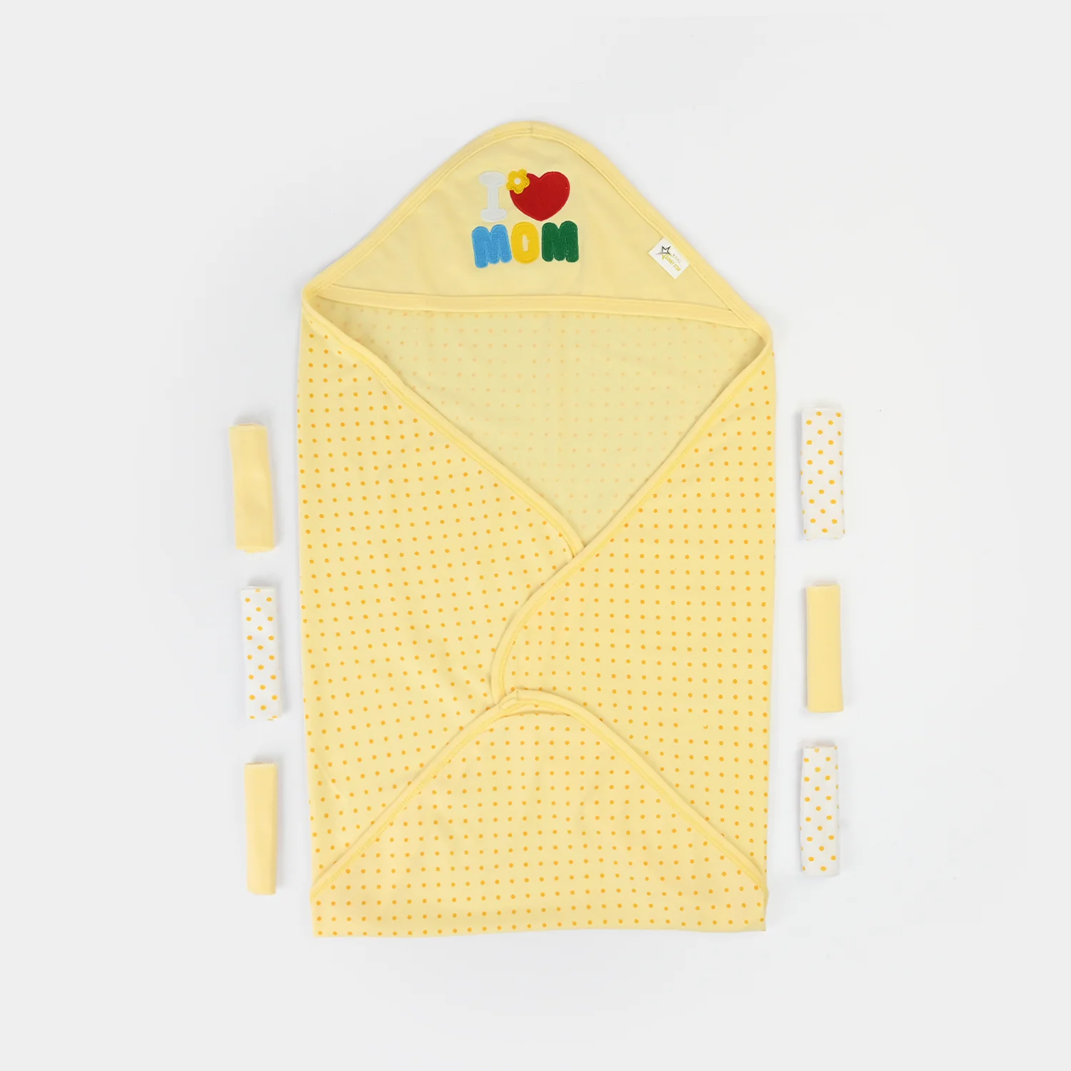 Baby Hooded Wrapping Sheet + 6Pcs Washcloths