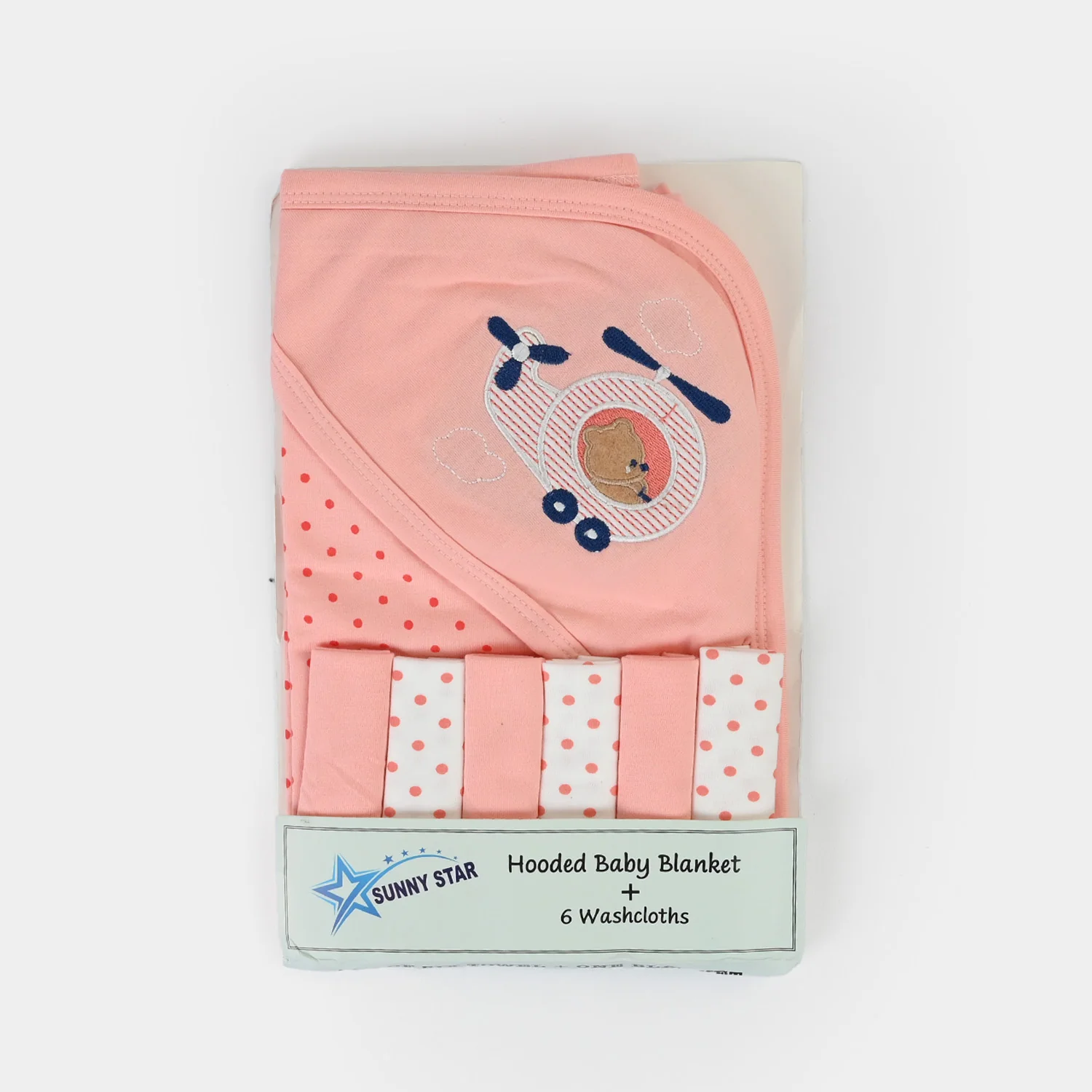 Baby Hooded Wrapping Sheet + 6Pcs Washcloths - Image 3
