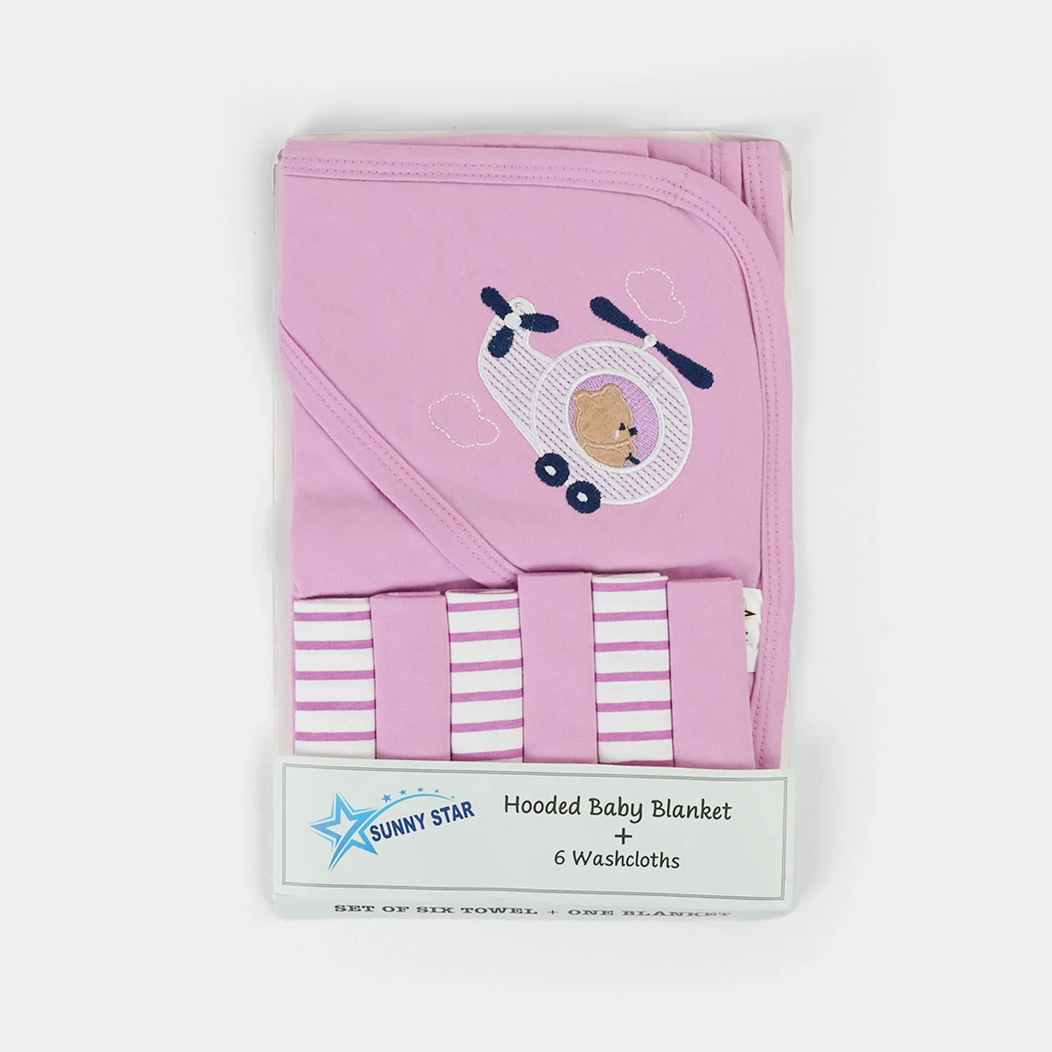 Baby Hooded Wrapping Sheet + 6Pcs Washcloths - Image 3