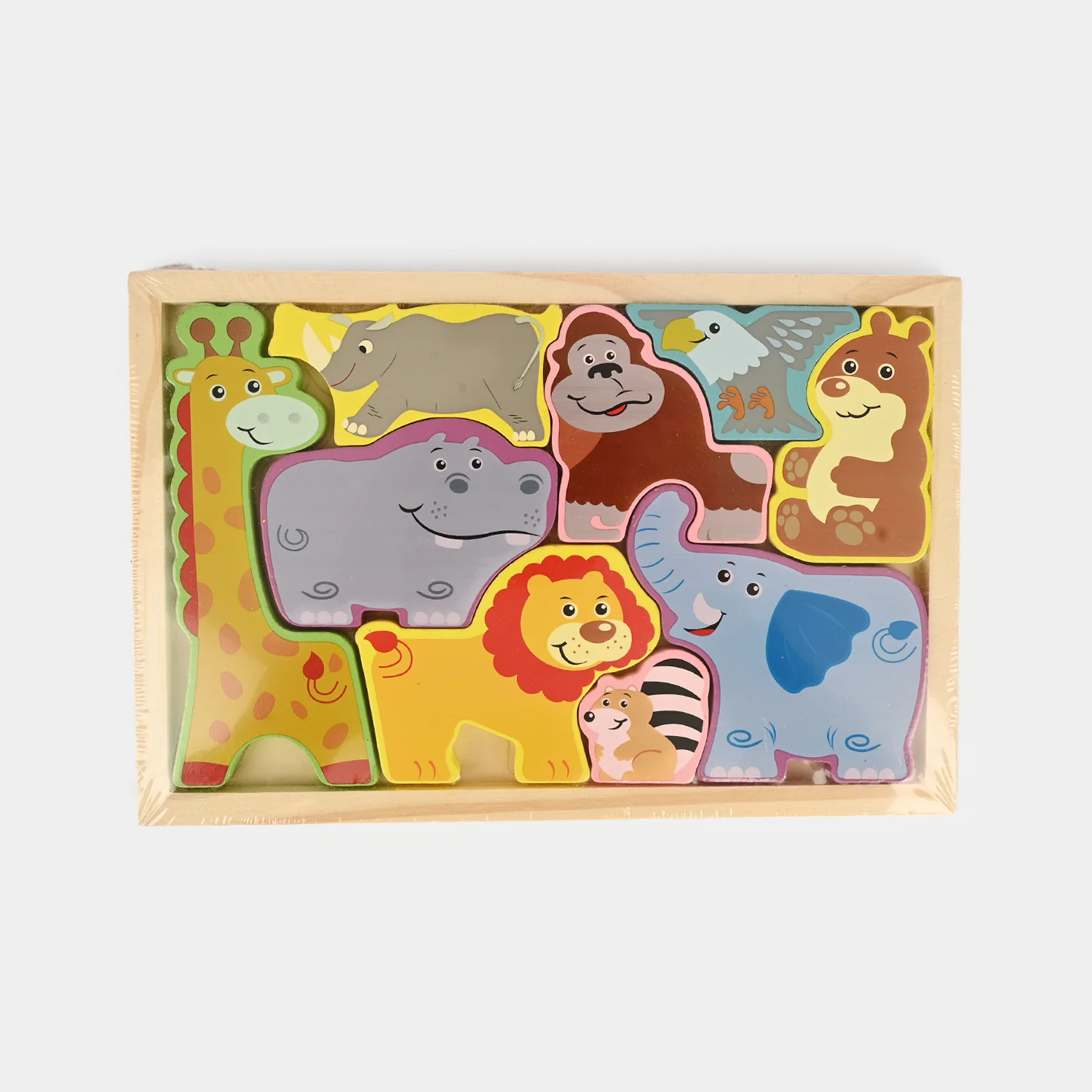 Kids Wooden Wild Animals Puzzle Board