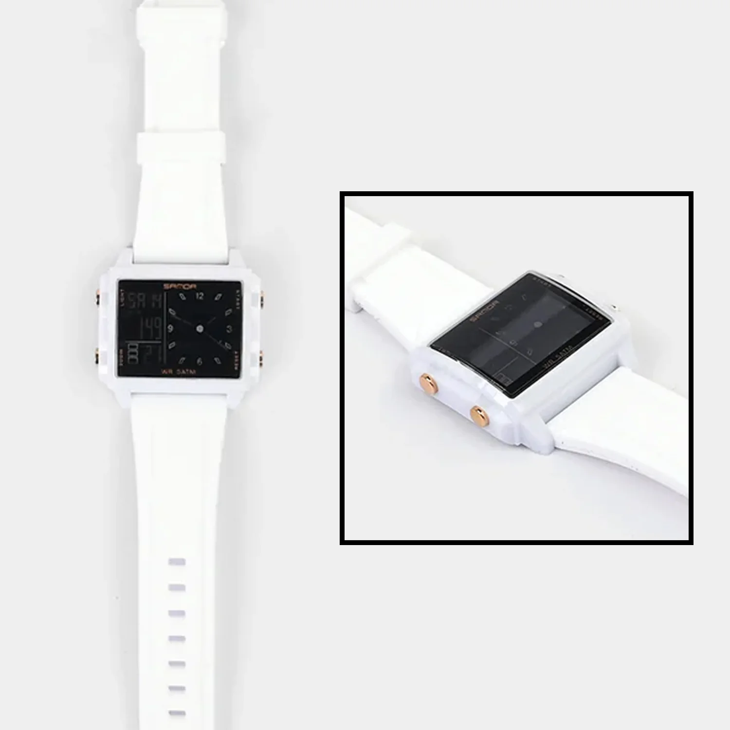 Square Dual-Display Wrist Watch